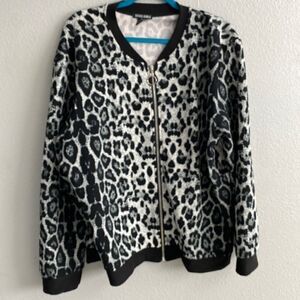 Soho girls- black leopard zip up jacket- Size 2X